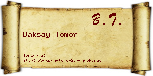 Baksay Tomor névjegykártya